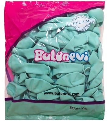 Балони синьо-зелен макарон, аквамарин,  Sea green Balonevi, 26 см, пакет 100 броя 