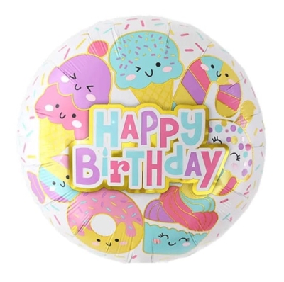 Фолиев балон Happy birthday Candy party, кръг 45 см