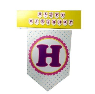  Банер Happy Birthday, лилави букви, точки