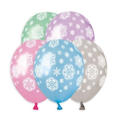 Балони снежинки, микс 33 см, 5 броя