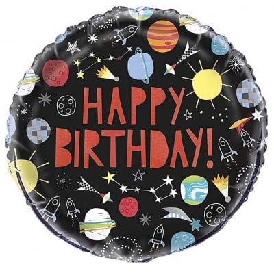 Балон Happy Birthday Космос Космическо парти, кръг 45 см