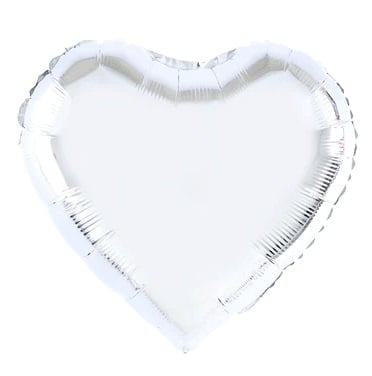 Малък фолиев балон сърце, сребро металик, 23 см