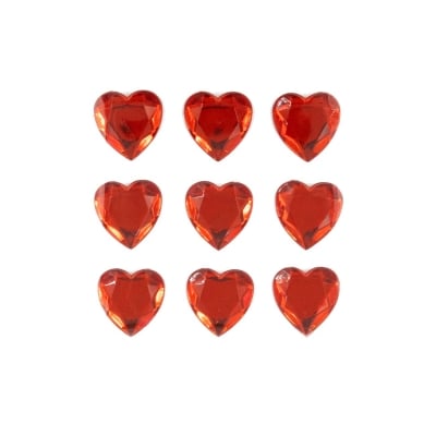 Червени сърца за декорация, 1.7 см, 9 броя