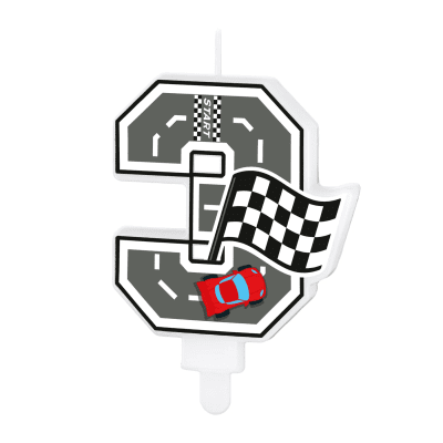 Свещ за торта Рали цифра 3 Състезателни коли Racing