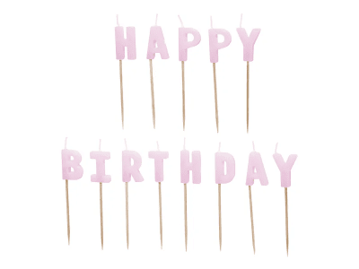 Свещи букви Happy Birthday светлолилав мат