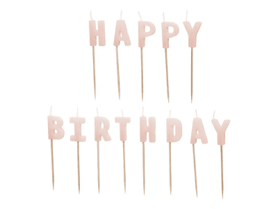 Свещи букви Happy Birthday светлорозов мат