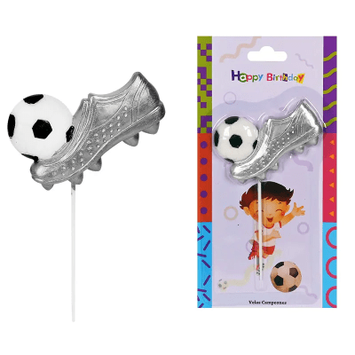 Свещ футбол, сребриста обувка с топка