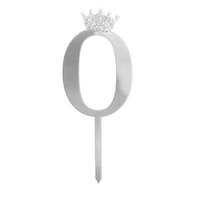 Топер цифра 0, сребро огледален, 11 см
