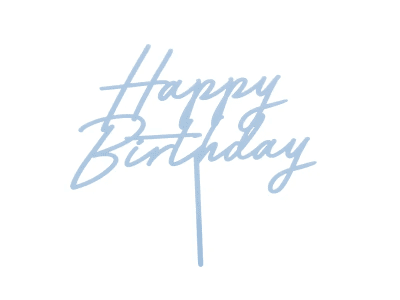 Топер Happy Birthday светлосин, 18 х 16.5 см
