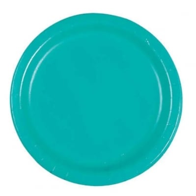 Малки кръгли чинийки тюркоаз, синьо-зелени, 17.1 см, 20 броя