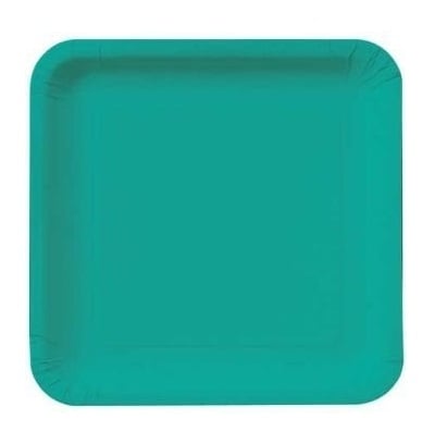 Малки квадратни чинийки тюркоаз, синьо-зелени, 17.4 см, 16 броя
