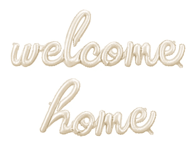 Надпис за посрещане балон Welcome home, крем