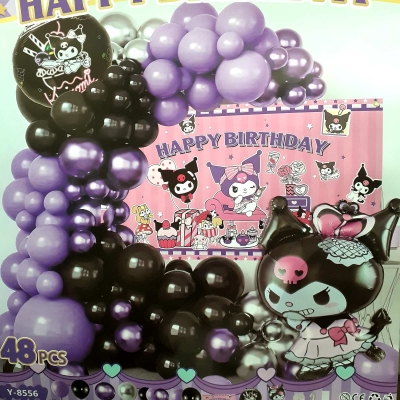 Комплект за украса рожден ден Kuromi Hello Kitty, плакат и балони