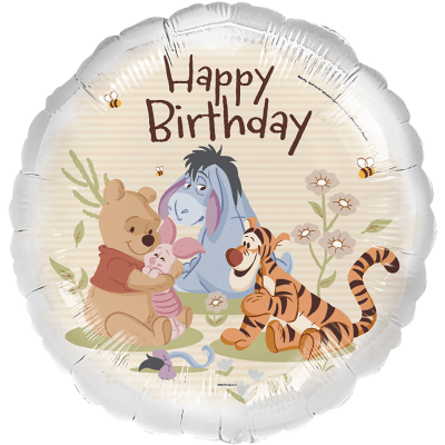 Фолиев балон Мечо пух и приятели Happy birthday, кръг 45 см