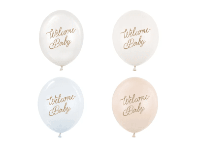 Балони латекс Welcome baby,  5 броя микс син