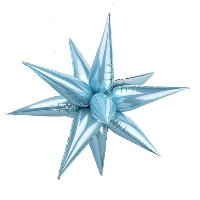 Мулти Балон Светлосиня Звезда 4D, 12 лъча х 35 см