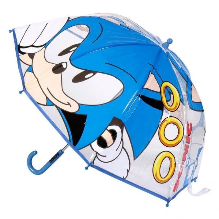 Детски прозрачен чадър Соник Таралежа Sonic the Hedgehog, тип гъбка ...