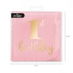 Розови салфетки за първи рожден ден момиче 1st Birthday, 10 броя