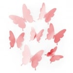 Декоративни пеперуди розово злато металик, микс 3 размера, 12 броя