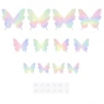 Декоративни пеперуди иридесцентни сребърни, микс 3 размера, 12 броя
