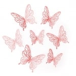 Декоративни ажурни пеперуди розово злато, микс 3 размера, 12 броя