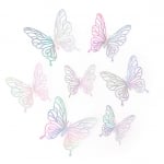 Декоративни ажурни пеперуди иридесцентни сребърни, микс 3 размера, 12 броя