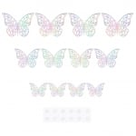 Декоративни дантелени пеперуди иридесцентни сребърни, микс 3 размера, 12 броя
