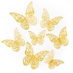Декоративни дантелени златни пеперуди, микс 3 размера, 12 броя