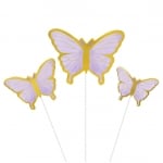 Топери лилаво-златни пеперуди, микс, 10 броя