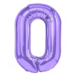 Лилав фолиев балон цифра 0, металик, 100 см 