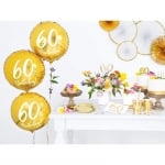 Балон за 60-и рожден ден, 60 години, злато металик, кръг 45 см 