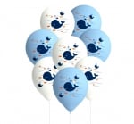 Латексови балони Син кит, LIL WHALE, 8 броя