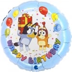 Фолиев балон Happy Birthday Блуи Bluey, кръг, 46 см