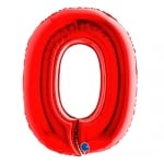 Червен фолиев балон цифра 0, 100 см