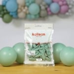 Малък балон синьо-зелен пастел Retro Winter green Kalisan, 13 см, 1 брой