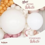 Kръгъл балон бял пастел, Retro White Kalisan, 48 см, пакет 25 броя