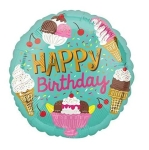 Фолиев балон Happy birthday Candy party сладоледи, кръг 45 см