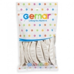 Кръгли бели балони металик, перлено бяло 48 см GМ19/29, пакет 25 броя