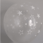Прозрачен балон с печат бели звездички