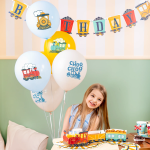 Банер Happy Birthday Влакче, парен локомотив