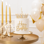 Декорация за торта, златен надпис Happy Birthday, 12 см