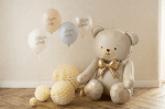 Балони латекс Welcome baby,  5 броя микс син