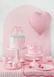 Топер Happy Birthday светлорозов, 18 х 16.5 см
