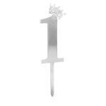 Топер цифра 1, сребро огледален, 11 см