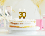 Свещ Число 30 - злато металик, 8 см