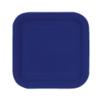 Квадратни сини парти чинийки, тъмносини Navy blue, 18 см, 16 броя