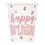 Парти чаши Розово злато Happy Birthday, 8 броя