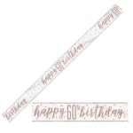 Холографен Банер Честит 60-ти рожден ден Розово злато, 274 см