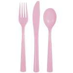 Парти прибори лъжичка, виличка, нож по 6 бр., светлорозови Lovely pink