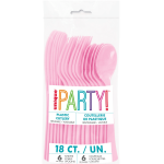 Парти прибори лъжичка, виличка, нож по 6 бр., светлорозови Lovely pink